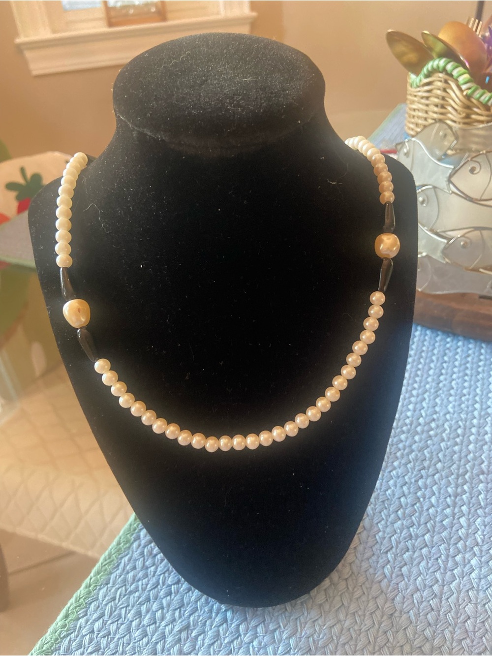 Classic Pearl Bead Necklace in Champagne - Unbranded